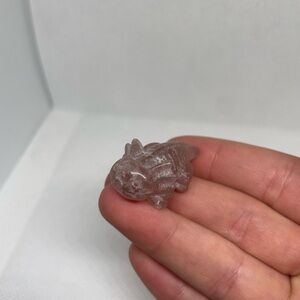 Strawberry Quartz Axolotl Crystal Carving